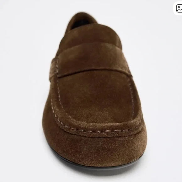 Zara Brown Suede Loafers - Picture 5 of 8